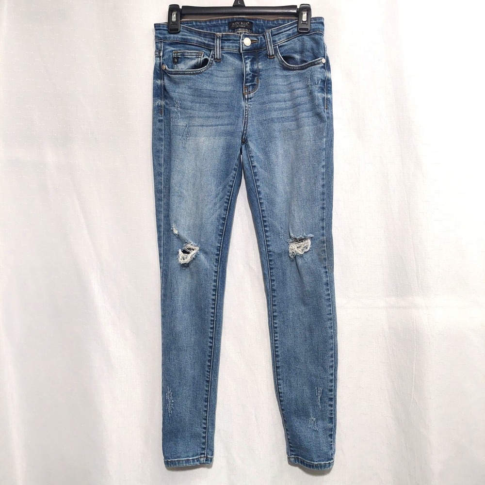 Judy Blue Womens 7/28 Distressed Skinny Jeans Stretch 5 Pockets Studded